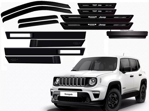 Kit Jeep Renegade Friso Lateral+calha+ Soleira Resinada Jeep