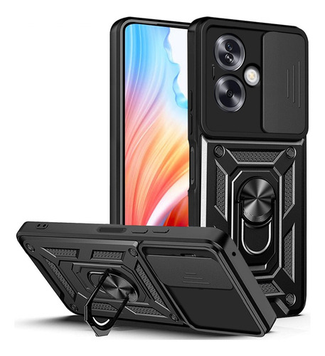 For Oppo A79 5g Sliding Lens Cover Hard Stand Rugged Case