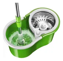 Comprar Balde Trapeador Escurridor Acero Centrifugo  + 2 Mopas # Lampazo De Piso Giratorio Automatico Sin Pedal