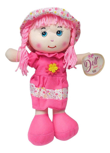 Muñeca Pepona De Tela Bordada Mediana 33 Cm Juguete Niñas