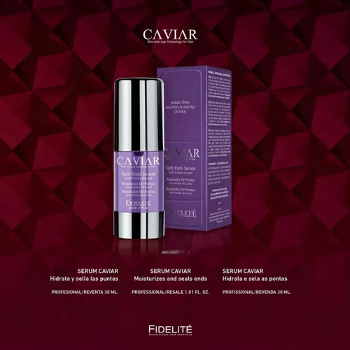Kit X 3 Elixir Oil + 3 Reparador Puntas Caviar 30ml Fidelite
