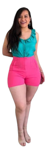 Short De Dama Con Pinzas En Colores Primavera Unitalla