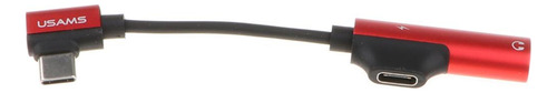 _ Conector De Codo Del Tipo C Del Teléfono Celular Rojo