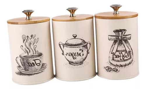 Bote para café, azucar y té, con original diseño Estilo Vintage