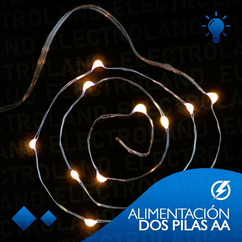 Imagen 4 de 10 de Luces Guirnalda Microled Calidas Alambre Tira 30 Led A Pila