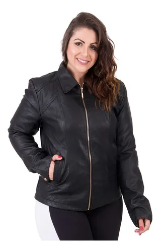 Jaqueta couro sintetico store feminina plus size