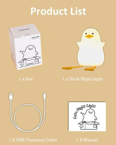 Luz Nocturna Led De Pato Luz Nocturna De Silicona Para Niños