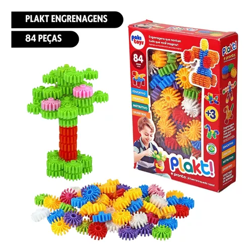 Jogo Peças De Montar Formas De Engrenagem Brinquedo Plakt