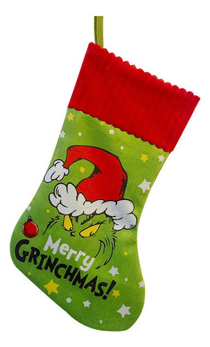4x Calcetín Navideño Grinch Decoración Navideña