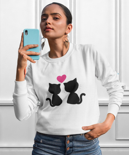 Sudadera Gatitos Y Corazón. Regalo Perfecto San Valentin