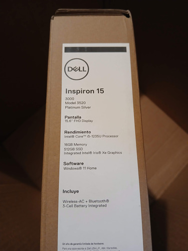 Laptop Dell Inspiron 15 3520 Ci5 12va 16/512 Precio Especial Plateado