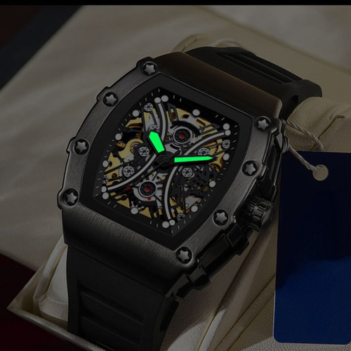 Reloj Mecánico Impermeable Para Deportes Al Aire Libre Kimsd Color De La Correa Golden Black Half Moon