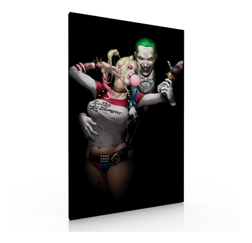 Cuadro Decorativo Sublimado En Tela Harley Quinn Y Guazon