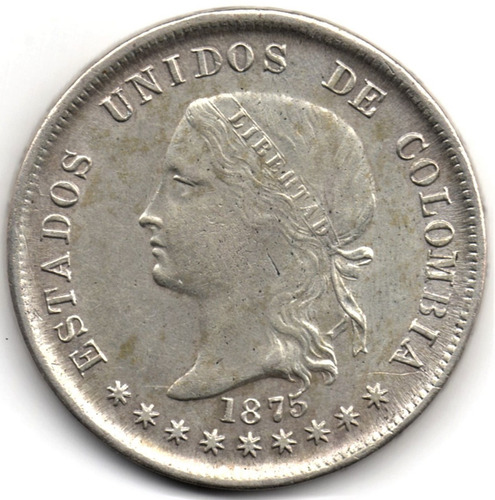50 Centavos 1875 Bogotá Plata