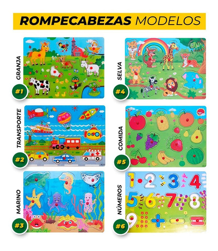 Rompecabezas Encastre Animales Transporte Didactico Calidad