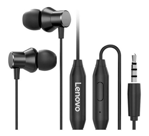 Fone De Ouvido Lenovo Earphone Hf130 Com Microfone Preto