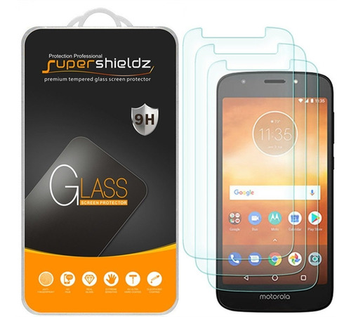 Vidrio Templado Para Moto E5 Play [3 Un.] Supershieldz