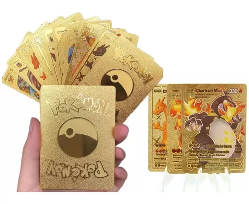 Caixa C/ 54 Cards Pokemon Folha De Ouro Cartinha Brilhante