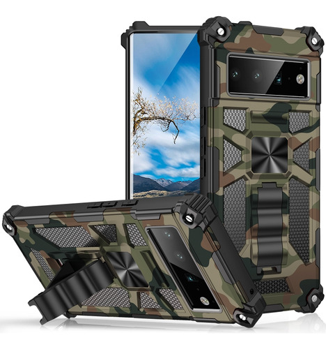 Funda Camouflage Armor Tpu + Pc Para Google Pixel 6 Pro