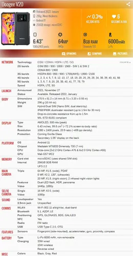 Doogee V20 5g 8gb 256gb Dual Sim Duos