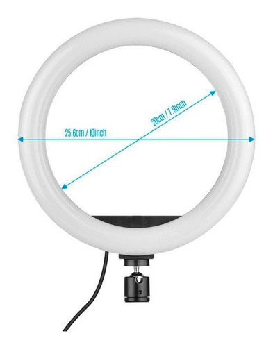 Imagen 3 de 10 de Aro Iluminador Led 26 Cm Circular Usb Con Mini Tripode