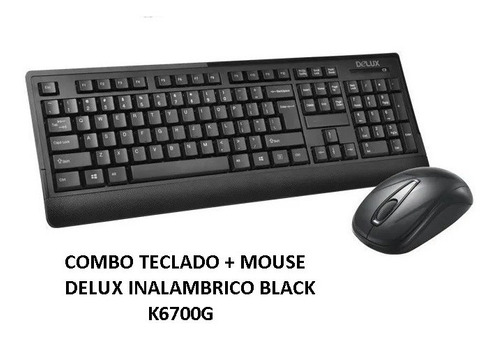 Combo Teclado + Mouse Delux Inalambrico Black K6700g