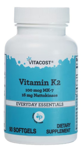 Vitamina K2 (mk-7) Con Nattokinase 100 Mcg - 90 Softgels Vitacost