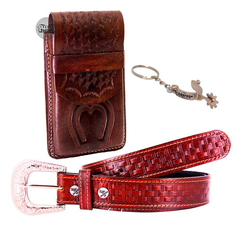 Bainha De Celular Couro + Cinto Country Cowboy Oferta