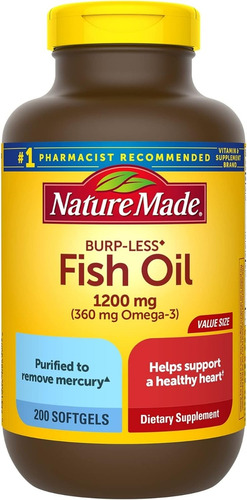 Nature Made Aceite De Pescado 1200mg (200 Cápsulas) Fish Oil