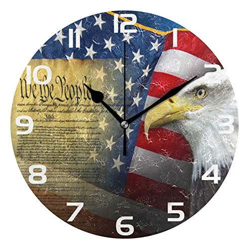 Reloj Pared Acrilico Redondo Diseño Aguila Patriotica Al