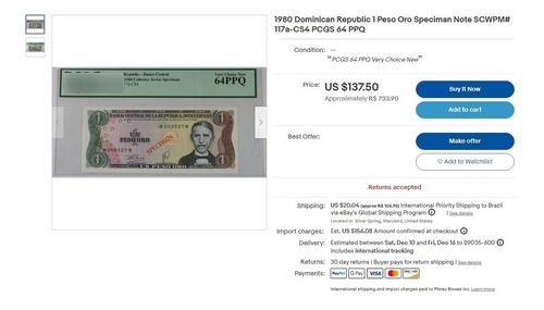 Bn8226 Rep. Dominicana 1978 1 Peso Ouro Specimen Rara