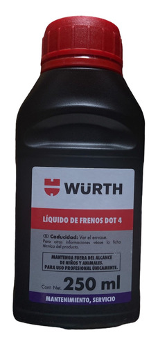 Liquido Para Frenos Dot 4 Wurth 250ml