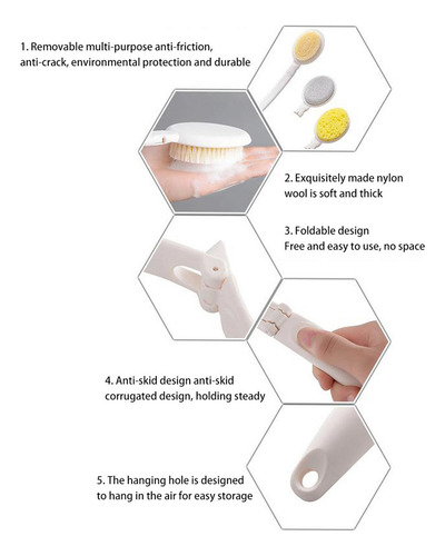 Juego De Cepillos Para Baño Y Cuerpo, Cepillo De Ducha Plega