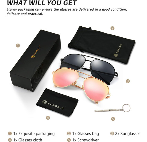 Sungait Gafas De Sol De Aviador Ligeras De Gran Tamaño Para