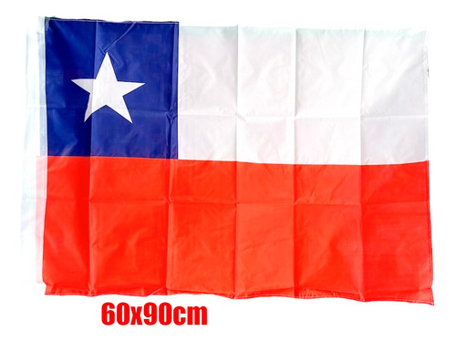 Bandera Chilena 60x90 Cm Chile Fiestas Patrias Bordes Cosido