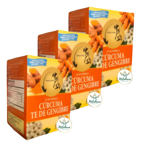 3 Te Cúrcuma Jengibre 100% Natural 20 Bol. Antiinflamatorio