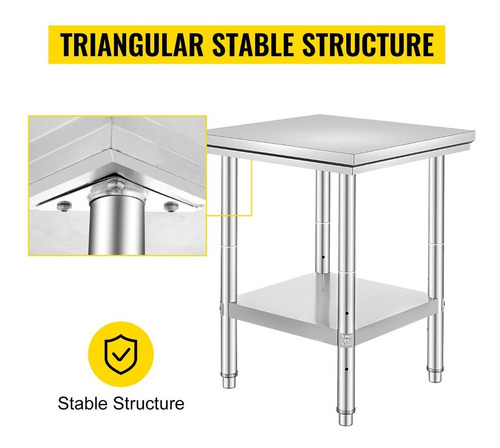 Vevor Mesa De Trabajo Cocina Acero Inoxidable 24x24x32 PuLG