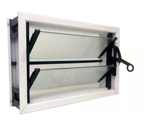 Ventiluz Aluminio Blanco 40x26 Vidrios Mosquitero Y Barrote