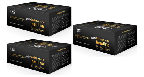 Seringa P Insulina (300x) Ultrafina 0,3ml 6mm 0,25mm 30ui Dl Capacidade Em Volume 0.3 Ml