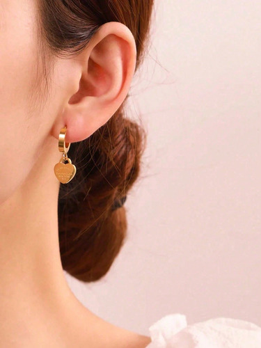 Aretes Arracadas Plata Corazón Acero Inoxidable Mod.287