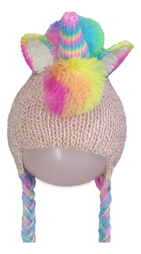 Gorro Con Orejeras Y Trenzas Tipo Unicornio Para Niña
