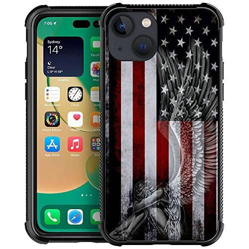 Daizag iPhone 14 Pro Case,angel American Flag iPhone Nysgy