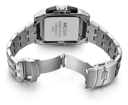 Reloj Megir Chronograph Con Correas Cuadradas De Acero