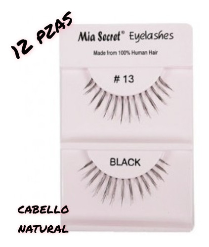 Pestañas Postizas De Tira Mia Secret #13 Pelo Natural 12pzs 