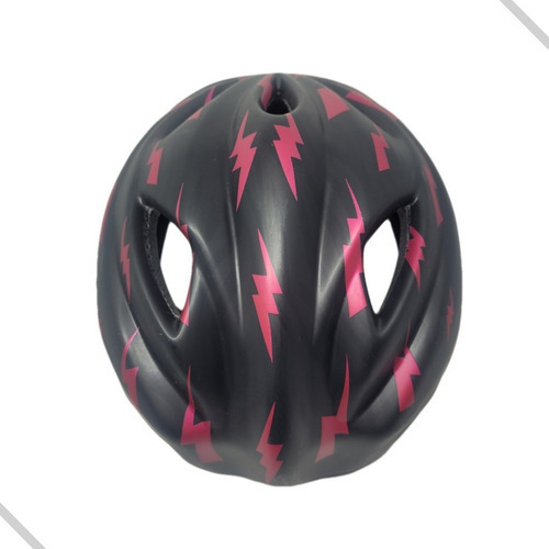 Capacete Infantil Bike Mtb Patins Skate Criança C/ Regulagem Cor Preto Raio Rosa Tamanho 50cm a 56cm