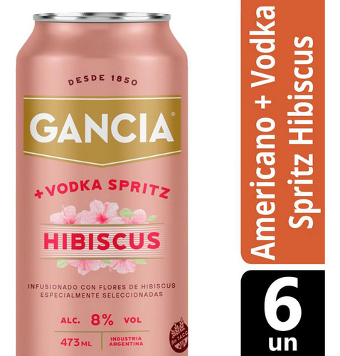 Gancia Hibiscus Spritz Con Vodka En Lata X 473ml X6