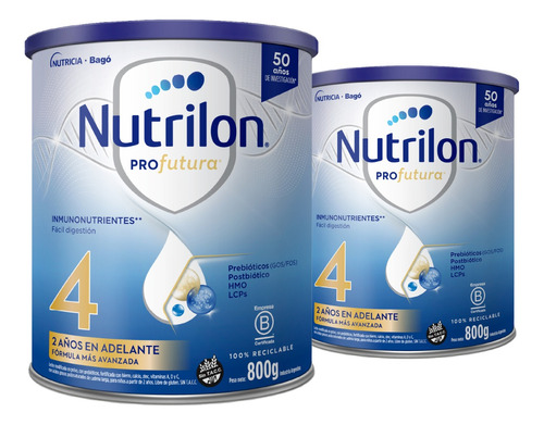 Nutrilon Profutura 4 Leche Polvo Bebe De Mas 2años 800g X2un