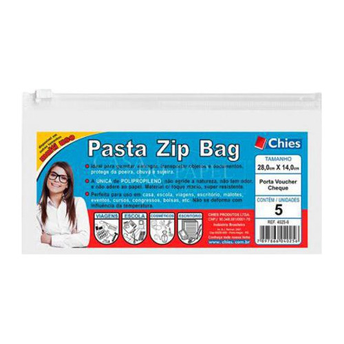 Pasta Zip Bag Versátil Cristal 4025 28x14cm 5 Un Chies