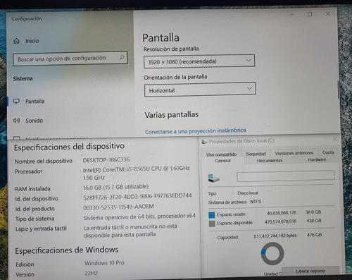Laptop Lenovo T490, Core I5, 16gb, 512gb Ssd (fedorimx) (Usado)