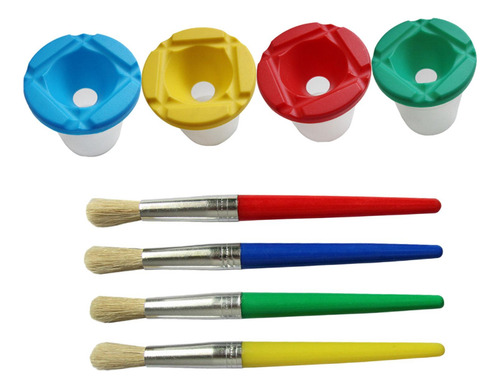 4x Vasos De Pintura Y Pinceles Para Pintar Para Niños
